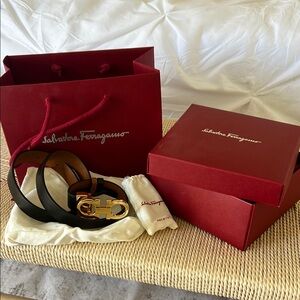 Salvatore Ferragamo Black Leather Belt